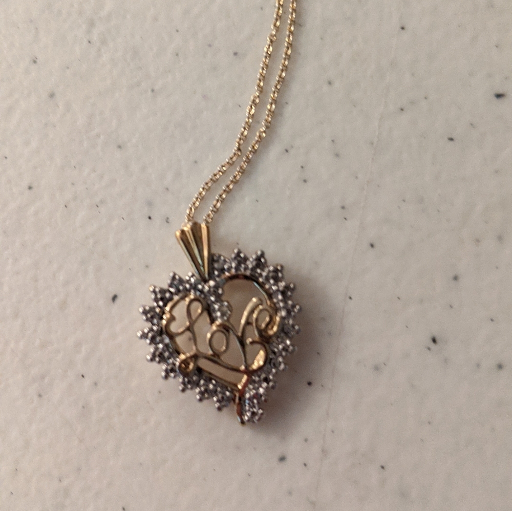 Diamond gold love necklace